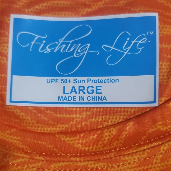 Fishing Life Men's Orange Shirt.  Sz L NWT - Picture 2 of 4